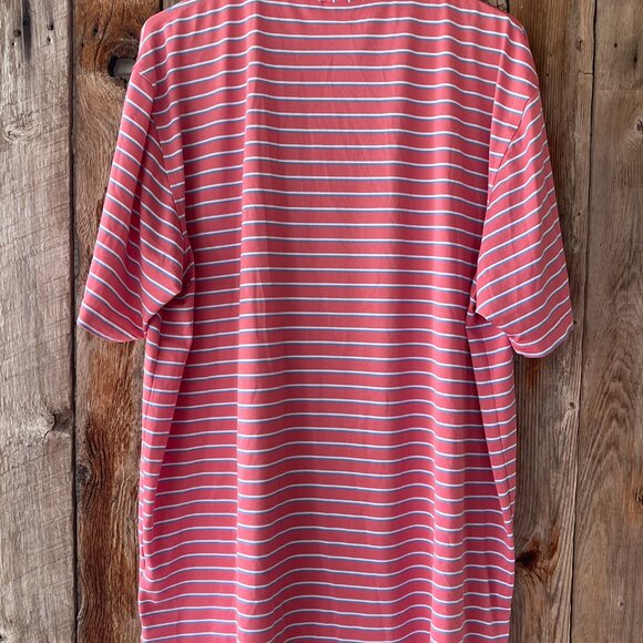 Peter Millar Men's XL Striped Shirt Blue White and Peach Embroidered Golf Logo - Picture 3 of 10